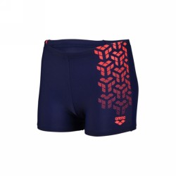 B ARENA KIKKOY SWIM SH GRAPHIC NAVY/FLUO RED