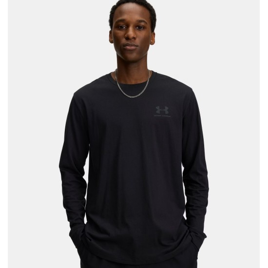 UA SPORTSTYLE LEFT CHEST LS BLK/PICH GRAY