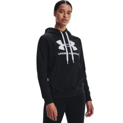 WMNS UA RIVAL FLEECE LOGO HOODIE BLACK/WHT WMNS UA RIVAL FLEECE LOGO HOODIE BLACK/WHT