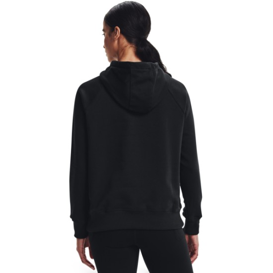 WMNS UA RIVAL FLEECE LOGO HOODIE BLACK/WHT