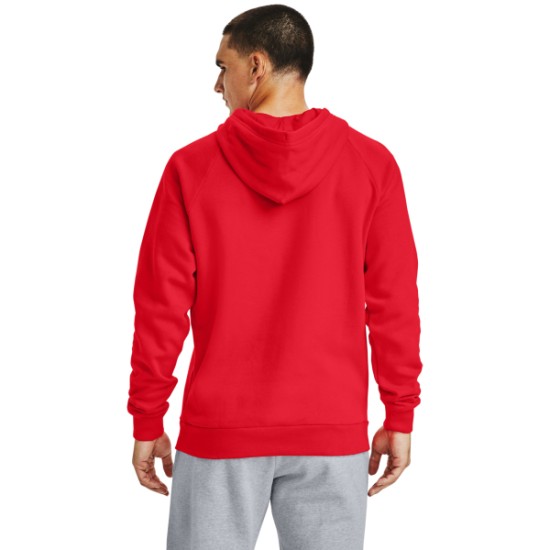 MENS UA RIVAL FLEECE HOODIE RED/ONYX WHT