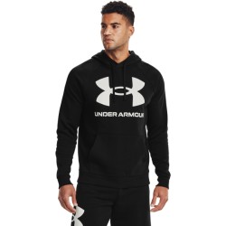 UA MENS  RIVAL FLEECE BIG LOGO HOODIE BLACK/WHT UA MENS  RIVAL FLEECE BIG LOGO HOODIE BLACK/WHT
