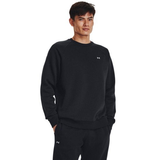 MEN S UA RIVAL FLEECE CREW BLACK/ONYX WHITE