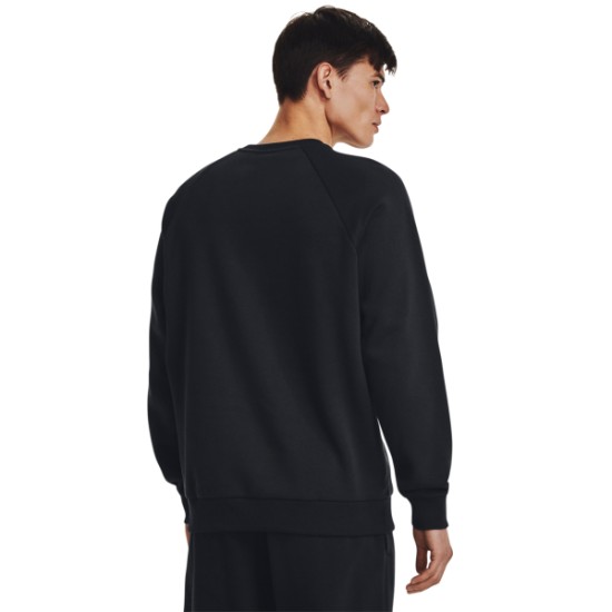 MEN S UA RIVAL FLEECE CREW BLACK/ONYX WHITE