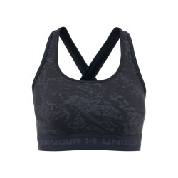UA MID CROSSBACK PRINTED  BRA  BLACK/GRAY UA MID CROSSBACK PRINTED  BRA  BLACK/GRAY