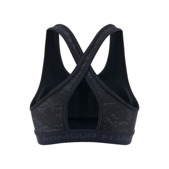 UA MID CROSSBACK PRINTED  BRA  BLACK/GRAY