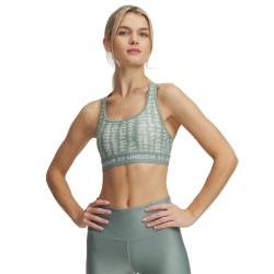 UA MID CROSSBACK PRINTED  BRA  SILICA GREEN/HYDRO GREEN UA MID CROSSBACK PRINTED  BRA  SILICA GREEN/HYDRO GREEN