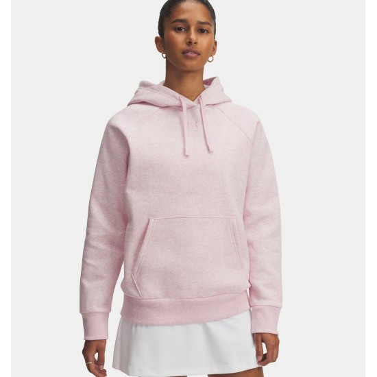 UA RIVAL FLEECE HOODIE PRIME PINK