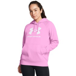 WOMEN S UA RIVAL FLEECE BIG LOGO HOODIE STELLAR PINK / WHT WOMEN S UA RIVAL FLEECE BIG LOGO HOODIE STELLAR PINK / WHT