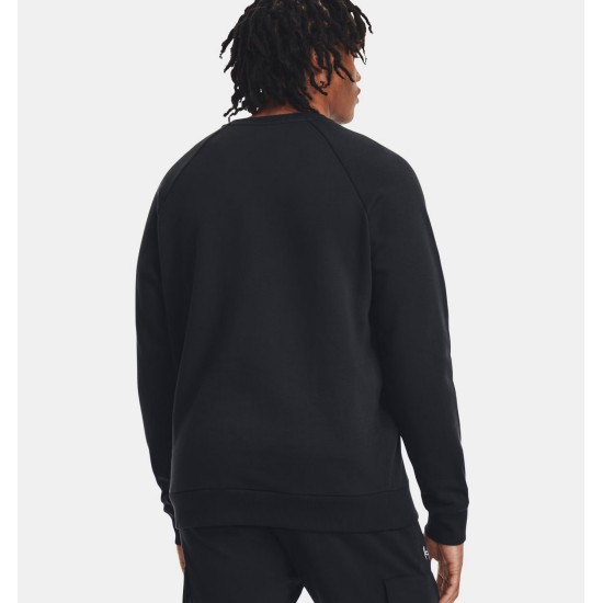 UA RIVAL FLEECE CREW BLACK/WHT UA RIVAL FLEECE CREW BLACK/WHT