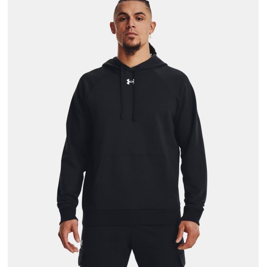 MENS UA RIVAL FLEECE HOODIE BLACK