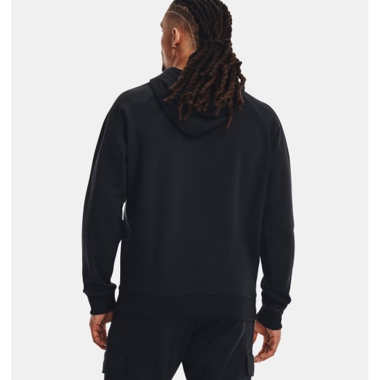 MENS UA RIVAL FLEECE HOODIE BLACK