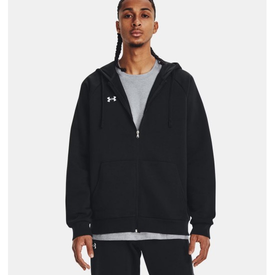 UA RIVAL FLEECE FZ HOODIE BLACK/WHT UA RIVAL FLEECE FZ HOODIE BLACK/WHT