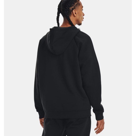 UA RIVAL FLEECE FZ HOODIE BLACK/WHT UA RIVAL FLEECE FZ HOODIE BLACK/WHT