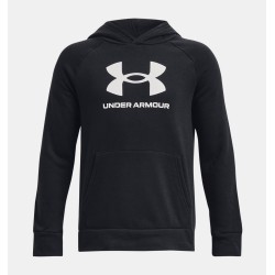 BOYS UA RIVAL FLEECE BIG LOGO HOODIE  BLACK/WHT BOYS UA RIVAL FLEECE BIG LOGO HOODIE  BLACK/WHT