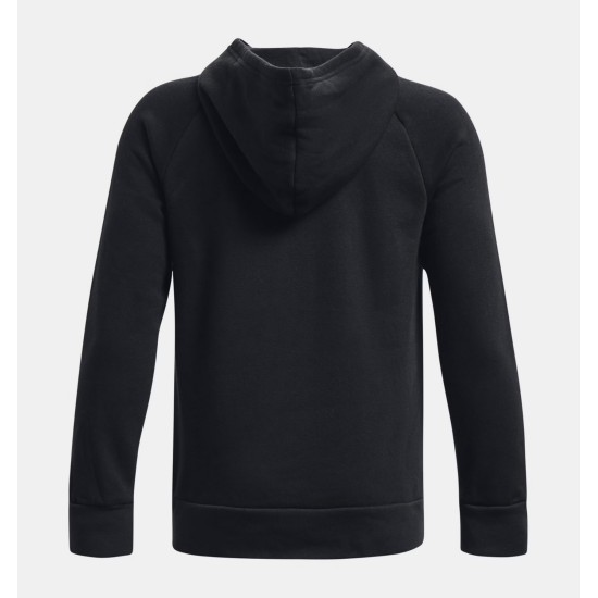 BOYS UA RIVAL FLEECE BIG LOGO HOODIE  BLACK/WHT