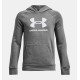 BOYS UA RIVAL FLEECE BIG LOGO HOODIE CASTLEROCK LIGHT HEATHER/WHT