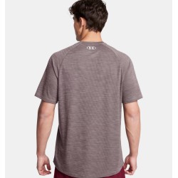 MENS UA TECH TEXTURED SHORT SLEEVE  TETRA GRAY/WHT