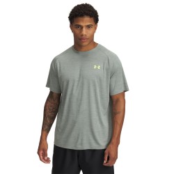 M UA TECH TEXTURED SHORT SLEEVE CILICA GREEN/HYDRO GREEN