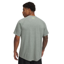 M UA TECH TEXTURED SHORT SLEEVE CILICA GREEN/HYDRO GREEN