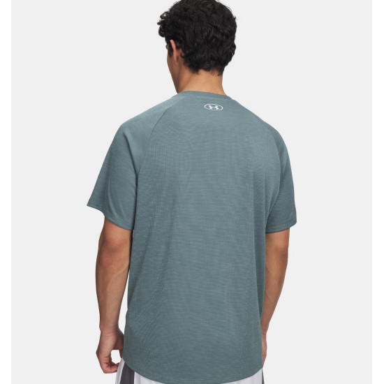 UA TECH TEXTURED SHORT SLEEVE JASPER BLUE