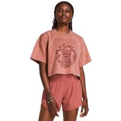 UA HW DUSK TO DAWN CROP SS TEE  CANYON PINK/CINNA RED