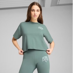 PUMA CLASS RELAXED CROP TEE GREEN MOON
