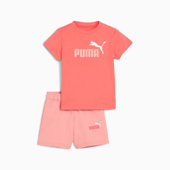 ESS TEE AND SHORTS SET PEACH FROST