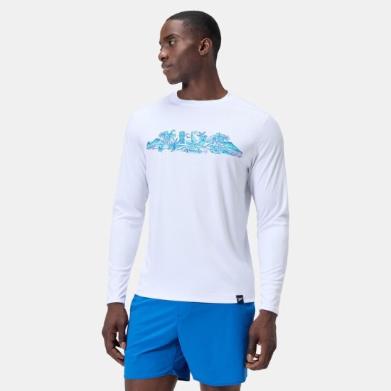 L/S GRAPHIC SWIM SHIRT WHITE