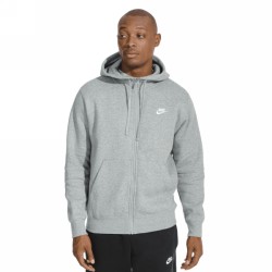 M NSW FZ CLUB FLEECE  DK GREY HEATHER/MATTE SILVER/WHITE M NSW FZ CLUB FLEECE  DK GREY HEATHER/MATTE SILVER/WHITE