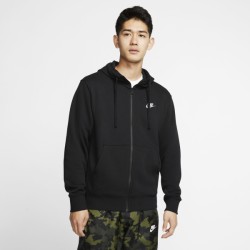 NIKE M NSW CLUB HOODIE FZ  BLACK/BLACK/WHITE NIKE M NSW CLUB HOODIE FZ  BLACK/BLACK/WHITE