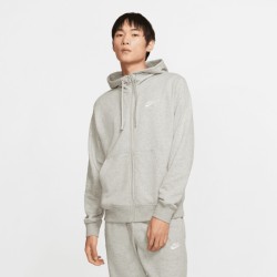 NIKE M NSW CLUB HOODIE FZ  DK GREY HEATHER/MATTE SILVER/WHITE NIKE M NSW CLUB HOODIE FZ  DK GREY HEATHER/MATTE SILVER/WHITE