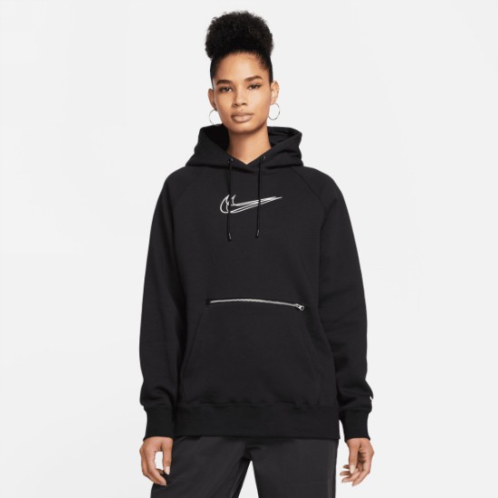 W NSW PO HOODIE OS BB FLC PRNT BLACK/WHITE